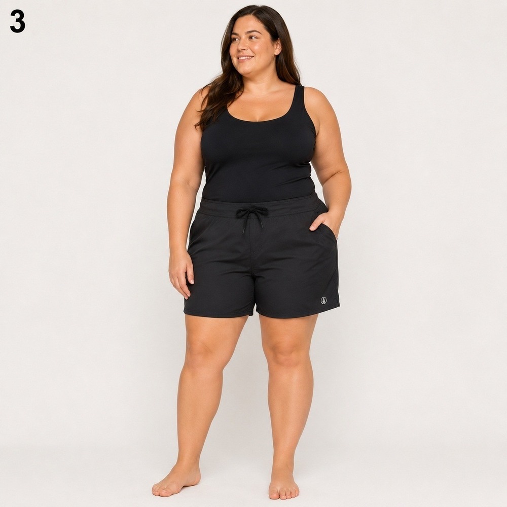 Volcom Board Shorts Womens 20W Black Polyester Cinch Fly NEW